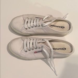 Superga White Platform Slip-Ons